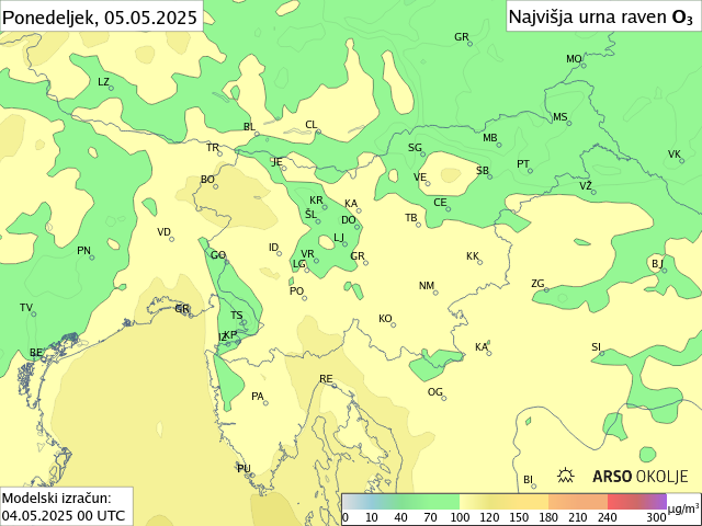 Napoved ozona - slika jutri