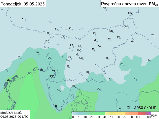 Napoved PM10 za jutri