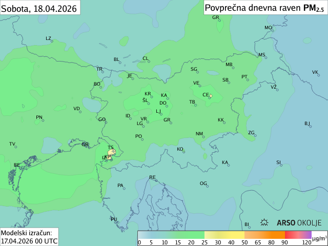 Napoved PM2,5 za jutri